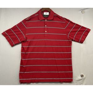 Jack Nicklaus Golf Polo Shirt‎ L Red Short Sleeve Casual Dress Striped 4th July